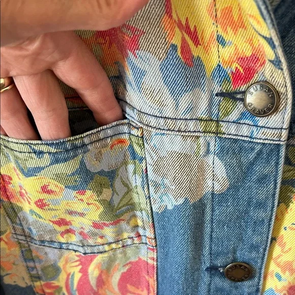 Susan Graver Floral Jean Jacket - Blue and Multicolor - Picture 2 of 8